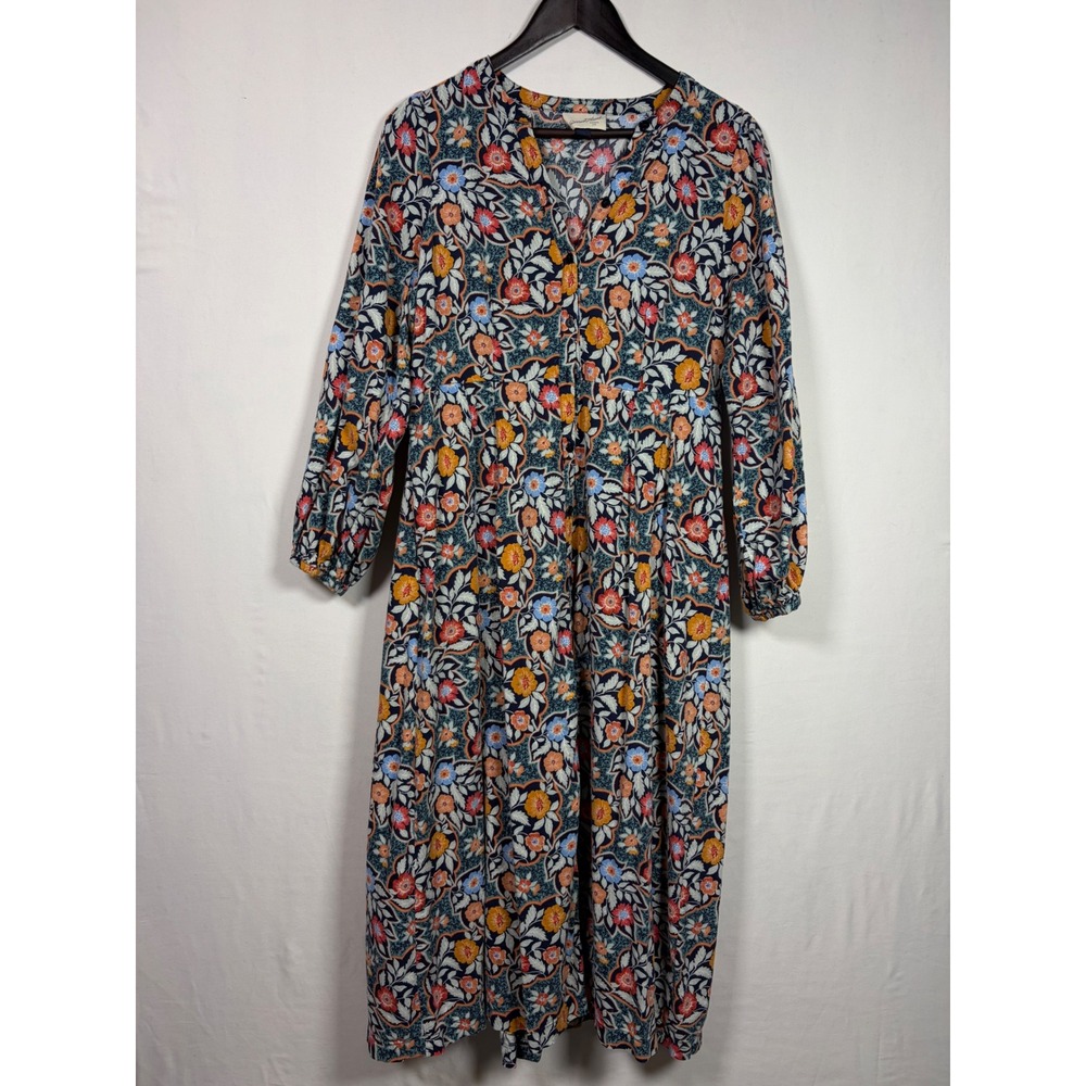 Universal Thread Floral Midi Dress Button Front Boho Cottagecore Fall Women M